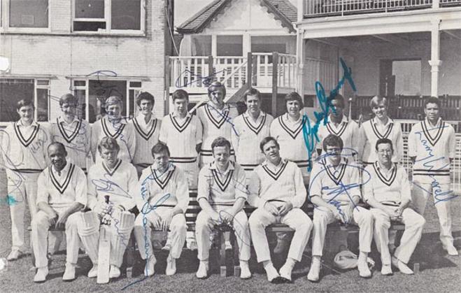 Hampshire-cricket-memorabilia-signed-team-photo-barry-richards-autograph-gordon-greenidge-richard-gilliat-sainsbury-turner-larry worrell-john rice-bob cottam-hants-ccc