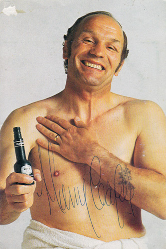 Henry-cooper-signed-boxing-memorabilia-autobiography-Sir-brut advert postcard