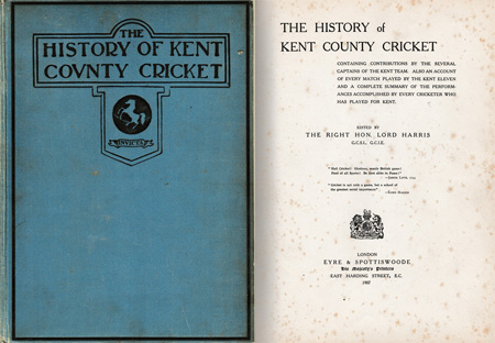 History-of-Kent-County-Cricket-Lord-Harris-1907-first-edition
