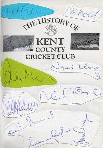History-of-Kent-cricket-memorabilia-KCCC-autographs-signed-KCCC-memorabilia-book-Dudley-Moore-Derek-Underwood-Alan-Knott-Asif-Iqbal-Cowdrey-1988-Rob-Key