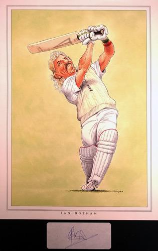 IAN-BOTHAM-autograph-England-cricket-memorabilia-signed-John-Ireland-print-autographed-Beefy-Somerset-Worcs-Durham