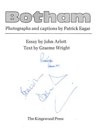 Ian-Botham-autograph-signed-cricket-memorabilia-book-patrick-eagar-photo-photographer-sir-it-camera-somerset-worcs-durham-england-signatrure