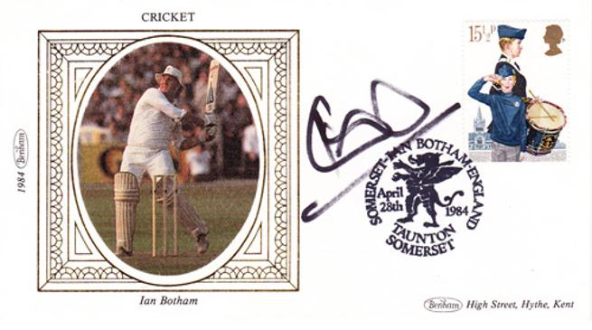 Ian-Botham-autograph-signed-england-cricket-memorabilia-durham-taunton-somerset-worcs-ccc-beefy-signature-sir-april-28th-1984-first-day-cover-benham-fdc