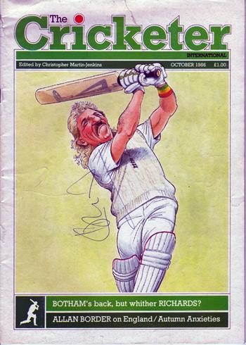 Ian-Botham-memorabilia-England cricket memorabilia signed-1986-Cricketer-magazine cover-John Ireland print