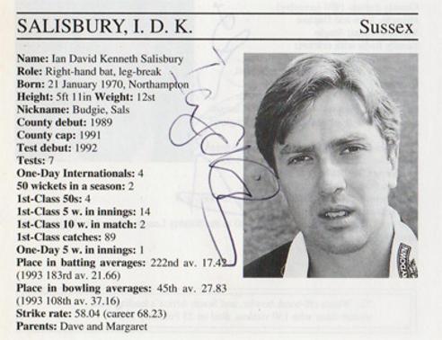 Ian-Salisbury-autograph-signed-sussex-cricket-memorabilia-england-leg-spin-bowler-surrey-ccc-signature