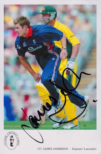 JAMES ANDERSON memorabilia Lancs CCC England signed ODI fast bowling autograph card cricket memorabilia