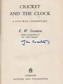 Jim-EW-Swanton-autograph-signed-book-cricket-and-the-clock-1st-edition-1952