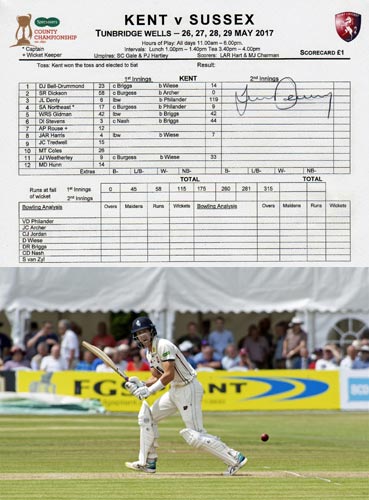 Joe-Denly-autograph-signed-kent-cricket-memorabilia-century-ton-gloucestershire-ccc-tunbridge-wells-week-signature-spitfires-testimonial-2019