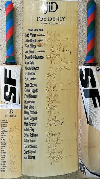 Joe Denly memorabilia kent squad signed testimonial SF cricket bat sam billings autograph darren stevens dbd zak crawley kccc