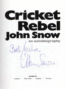 John-Snow-autograph-signed-Cricket-Rebel-autobiography-book-england-ashes-australia-fast-bowler-sussex-ccc-memorabilia-1976-first-edition-hamlyn-signature