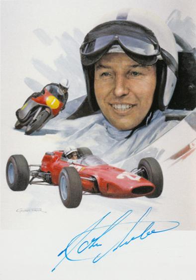 john surtees autograph signed f1 motor cycling memorabilia postcard tribute ferrari