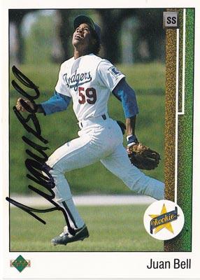 Juan-Bell-autograph-signed-la-los-angeles-dodgers-baseball-memorabilia-1989-upper-deck-trading-rookie-card-short-stop