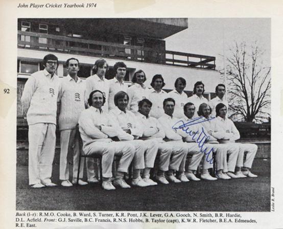 Keith-Fletcher-autograph-signed-Essex-cricket-memorabilia-england-test-match-captain-signature-ECCC-1974-john-player-sunday-league-squad-photo-gnome