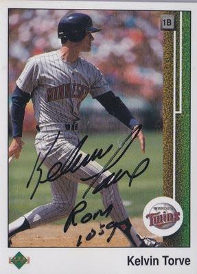 Kelvin-torve-autograph-signed-Minnesota-twins-baseball-memorabilia-1989-upper-deck-trading-card-first-base