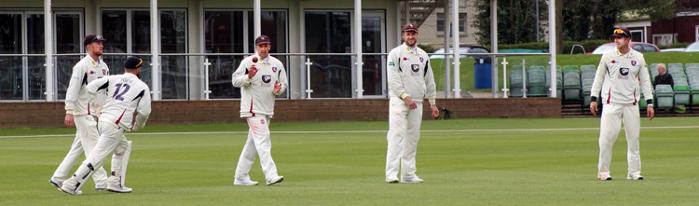 Kent-Cricket-v-Leeds-Univs-March-2017-Spitfire-Ground-Canterbury-James-Tredwell-Joe-Denly-Adam-Ball-Rouse-Alex-Blake-slips
