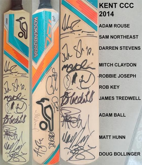Kent-cricket-memorabilia-2014-squad-signed-kookaburra-mini-bat-stevens-billings-jones-bollinger-dbd-rob-key-autograph-northeast-kccc-spitfires