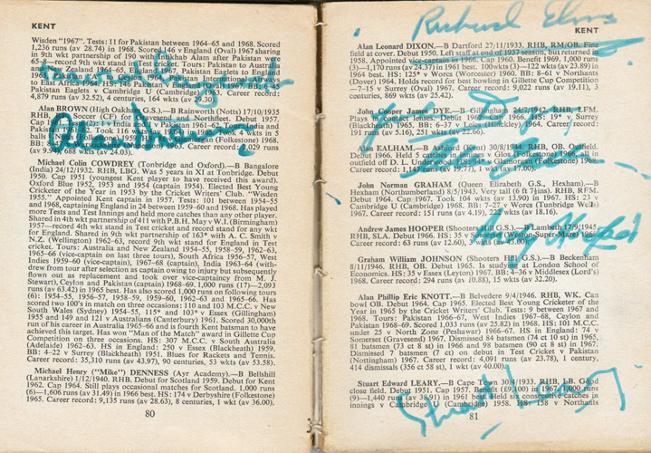 Kent-cricket-memorabilia-KCCC-autographs-signed-Playfair-Cricket-Annual-1969-Brian-Luckhurst-Alan-Ealham-Nicholls-Alan-Brown-Stuart-Leary-John-Dye