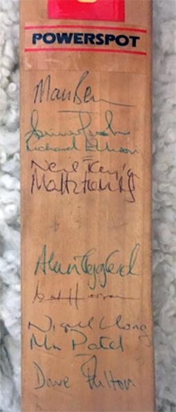 Kent-cricket-memorabilia-KCCC-memorabilia-signed-1990-Gray-Nicolls-powerspot-bat-Benson-Marsh-Carl-Hooper-memorabilia-Alan-Igglesden-autograph-Spitfires