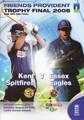 Kent cricket memorabilia autograph signed 2008 Friends Provident Final programme memorabilia KCCC Spitfires Essex