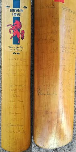 Kent cricket memorabilia brian luckhurst signed lillywhite frowd full size bat asif iqbal autograph woolmer cowdrey knott underwood sussex northants kccc 1980 squad