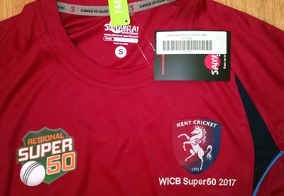 Kent-cricket-memorabilia-signed-shirt-one-day-2017-WCIB-regional-super-50-overs-competition-west-indies-visit-canterbury-antiqua-autographs-spitfires-kccc-new-tags