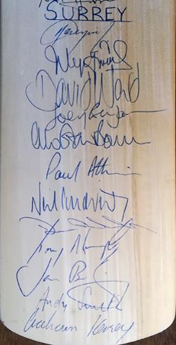 Kent-cricket-memorabilia-squad-signed-bat-surrey-ccc-2000--john-major-autograph-joey-benjamin-kersey-david-ward-ally-brown-ian-bishop-tim-murtagh-smith-oval