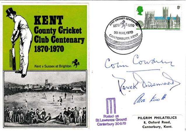 Kent-cricket-signed-1870-1970-centenary-first-day-cover-colin-cowdrey-autograph-alan-knott-derek-underwood-kccc-canterbury-fdc