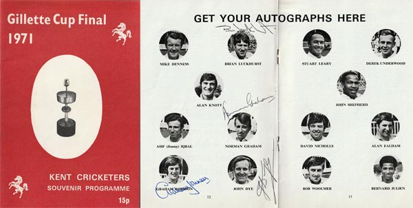 Kent-cricket-signed-1971-Gillette-Cup-Final-souvenir-programme-Lords-Lancs-Luckhurst-Dye-Johnson-Graham