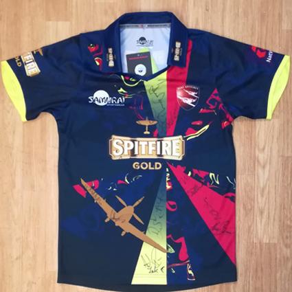 Kent-cricket-spitfires-memorabilia-signed-playing-player-shirt-2016-one-day-T20-Vitality-Blast-50-overs-competition-autographs-kccc-spitfire-gold