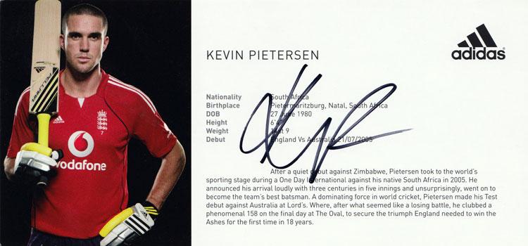 Kevin-Pietersen-signed-autographed England cricket Adidas-promo-card memorabilia back 750