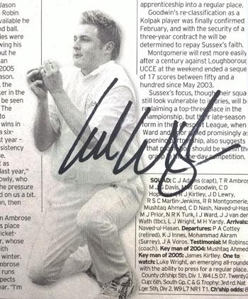 LUKE-WRIGHT-autograph-memorabilia-signed-Sussex-cricket-memorabilia-Sharks-england odi t20