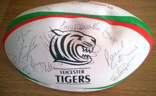 Leicester-Tigers-signed-Gilbert-rugby-ball-memorabilia-autographs-team-squad-rfc-signatures