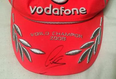 Lewis-Hamilton-autograph-signed-mclaren-mercedes-baseball-cap-formula-one-world-champion-2008-vodafone-1st-first-f1-memorabilia