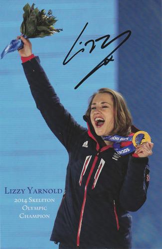 Lizzy-Yarnold-Olympics-memorabilia-signed-Sochi-2014-Winter-Olympic-Skeleton-Gold-medal-champion-PR-card-autograph