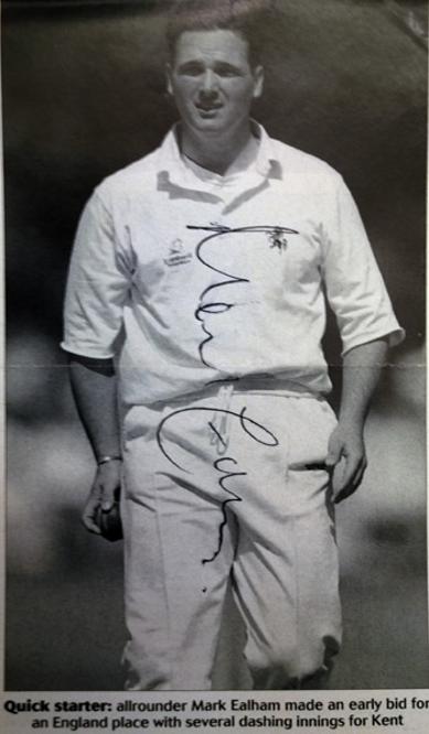 MARK EALHAM memorabilia Kent cricket memorabilia England cricket memorabilia signed photo autograph