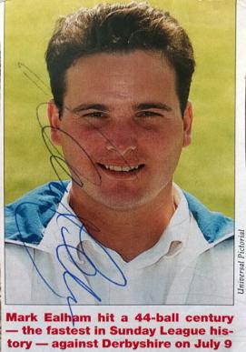 MARK EALHAM memorabilia signed Kent cricket memorabilia fastest 100 magazine pic autograph