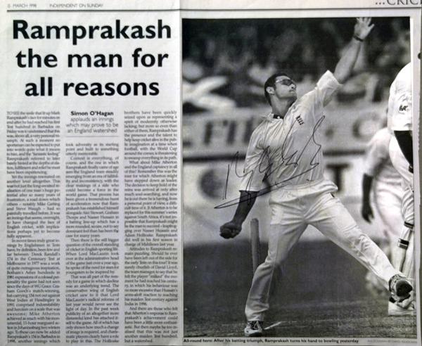 MARK-RAMPRAKASH-autograph-signed-Middlesex-Cricket-memorabilia-England-test-match-bowler-middx-ccc-1998