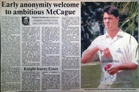 Martin McCague memorabilia signed Kent Spitfires England Test cricket memorabilia