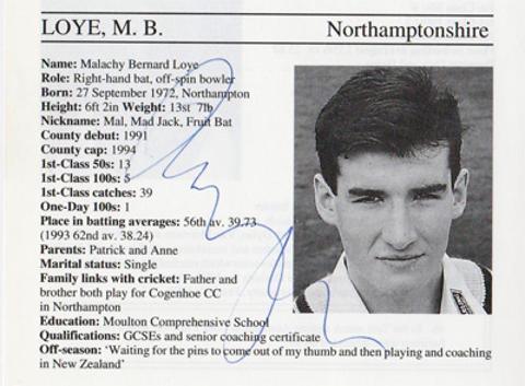 Mal-Loye-autograph-signed-northamptonshire-cricket-memorabilia-northants-ccc-England-batsman-malachy-signature