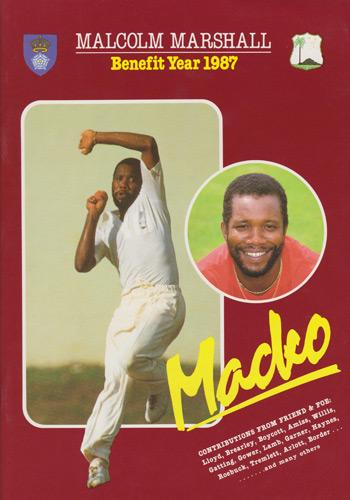 Malcolm-Marshall-autograph-signed-West-Indies-cricket-memorabilia-1987-Hampshire-CCC-benefit-brochure-testimonial-Hants-barbados-scotland