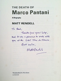 Marco-Pantani-cycling-memorabilia-signed-book-biography-death of matt-rendell-2006-nicholson-il-pirata-tour-de-france-giro-ditalia-king-of-the-mountains