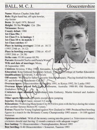Martyn-Ball-autograph-signed-Gloucestershire-Gloucs-CCC-cricket-memorabilia-whos-who-cricketer-page-bio-career-picture-signature