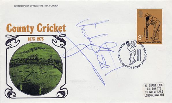 Micky-Stewart-signed cricket memorabilia first day cover FDC Surrey CCC England autograph 1973 centenary Lords