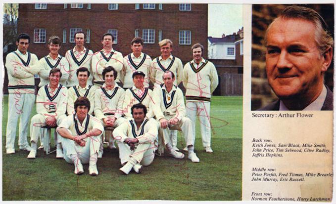 Middlesex-cricket-memorabilia-signed-team-photo-squad-1960s-1970s-Middx-CCC-County-Cricket-Club-peter-parfitt-fred-titmus-Clive-Radley-Mike-Brearley-John-Price