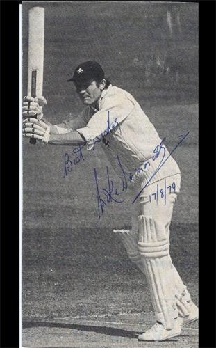 Mike-Denness-autograph-signed-Kent-CCC-cricket-memorabilia-england-test-captain-1974-photo-lucky-hootsman-spitfires-signature-batting-scotland