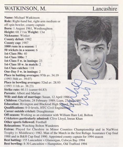 Mike-Watkinson-autograph-signed-lancashire-cricket-memorabilia-michael-lancs-ccc-captain-coach-england-all-rounder-whos-who-signature