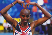 MO FARAH (Olympic 5K & 10k champion) Signed London 2012 Olympics MoBot photo autographed athletics memorabilia 