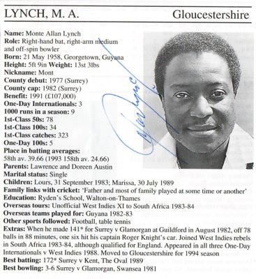 Monte-Lynch-autograph-signed-Gloucestershire-Gloucs-CCC-cricket-memorabilia-whos-who-cricketer-page-bio-career-surrey-england-picture-signature