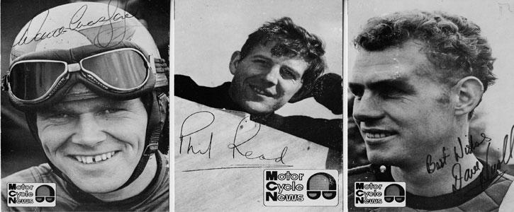 Motor Cycle News memorabilia signed postcards Phil Read memorabilia Dave Croxford memorabilia Dave Nicoll memorabilia Sports motorcycling memorabilia 