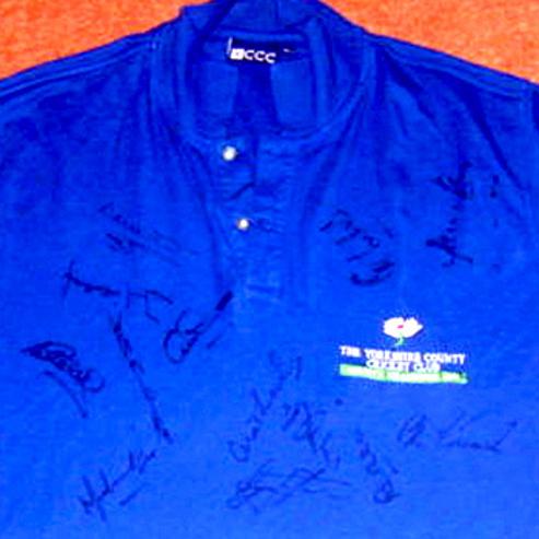 Multi signed Yorkshire cricket memorabilia signed 2001 champions shirt
